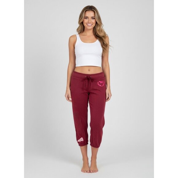 Victoria's Secret Pants - RARE Vtg VS PINK University Of Pink Cropped Logo Sweatpants | Y2K Athleisure XS
